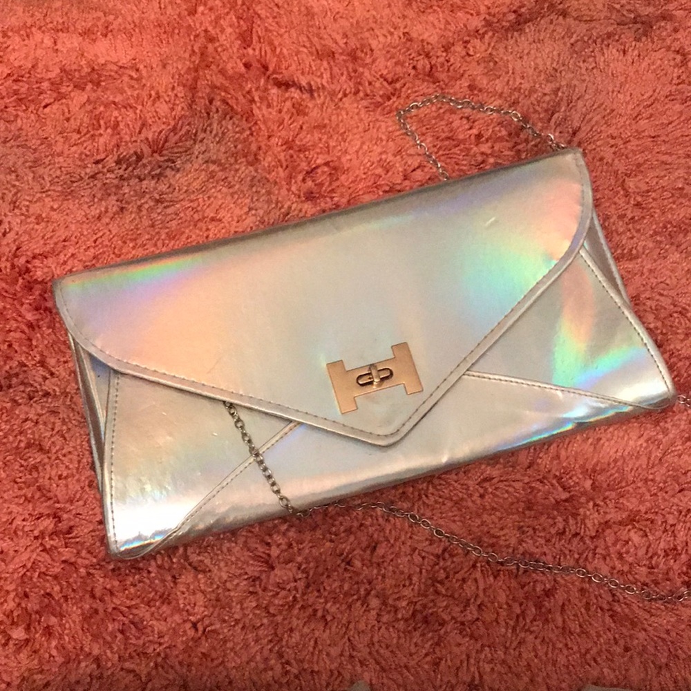 Silver Iridescent Clutch